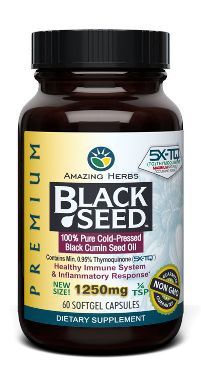 Amazing Herbs - Black Seed Oil 1250 mg - 60 Capsules