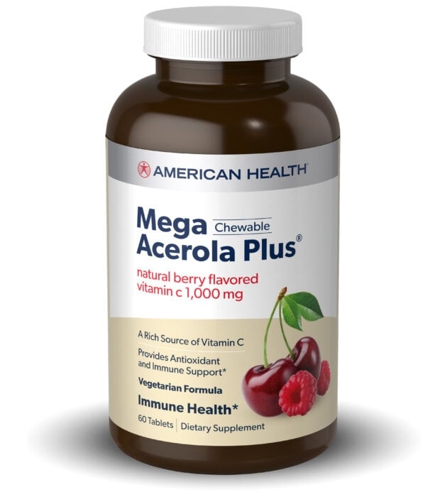 American Health - Mega Chewable Acerola Plus 1000 mg, Natural Berry