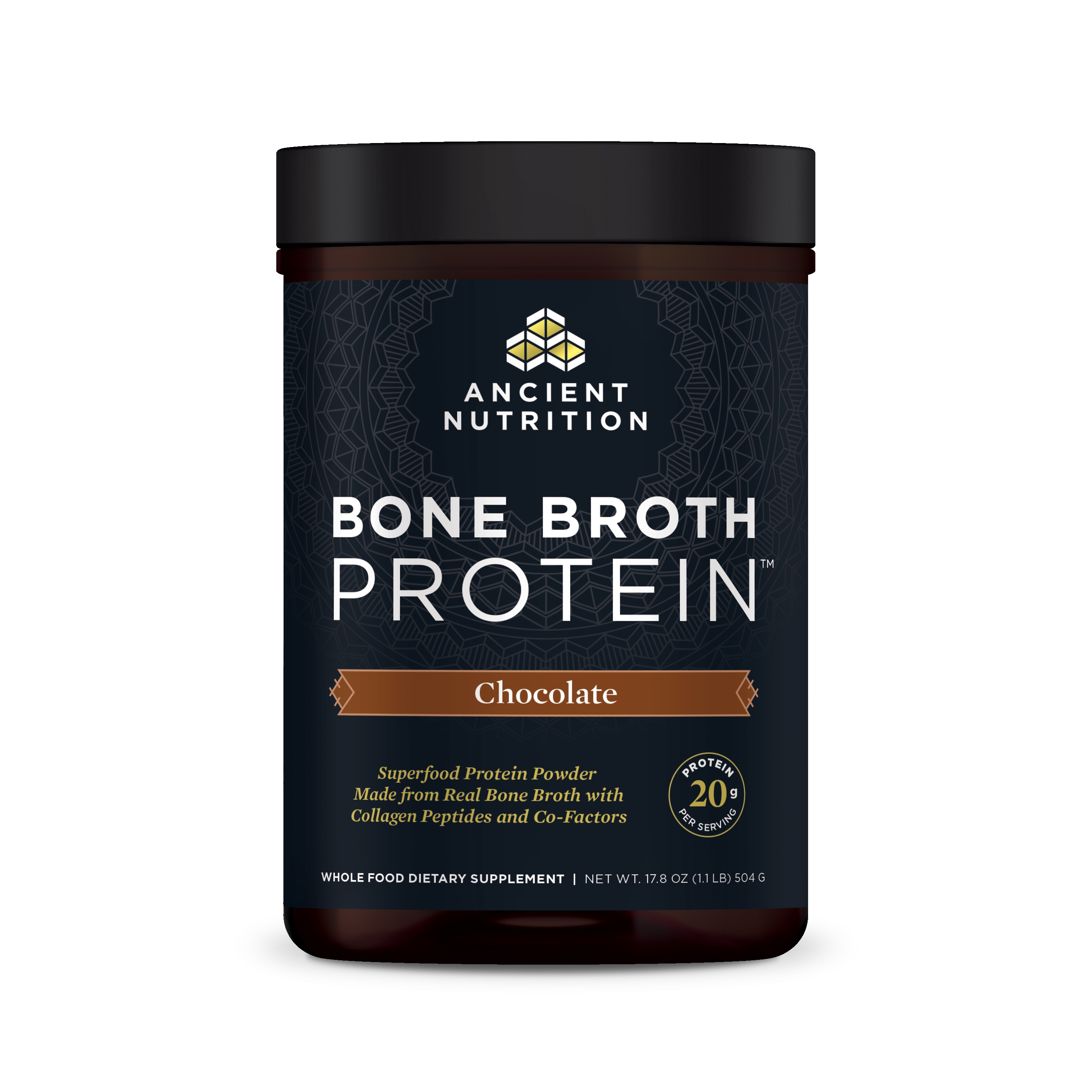 Ancient Nutrition - Bone Broth Protein Chocolate - 17.8 oz (504