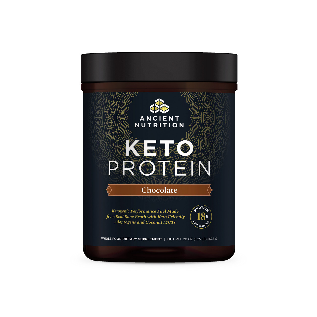 Ancient Nutrition - Keto Protein Powder, Chocolate Flavor - 19 oz (540