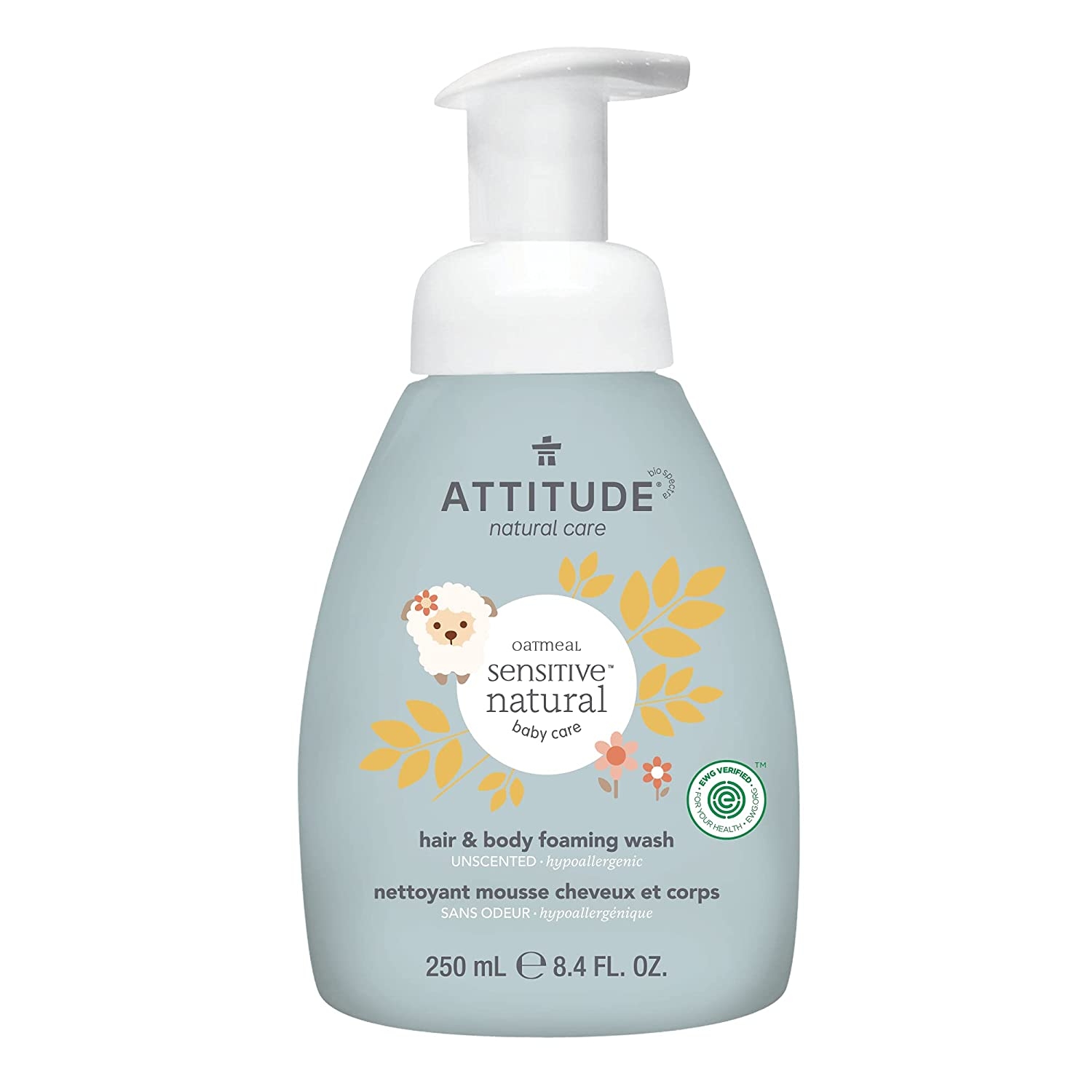ATTITUDE - Sensitive Natural Baby Care Hair & Body Foaming Wash - 8.4