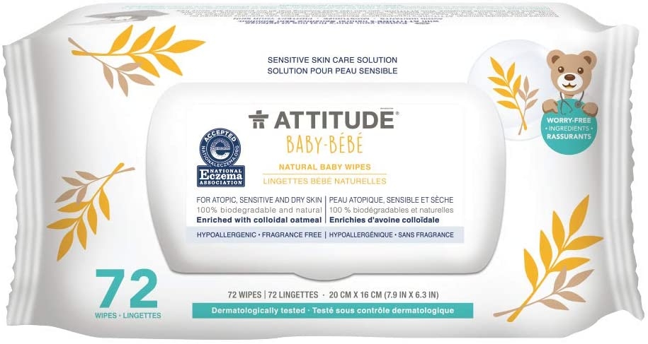 ATTITUDE - Sensitive Skin Care Natural Baby Wipes - 72 Count