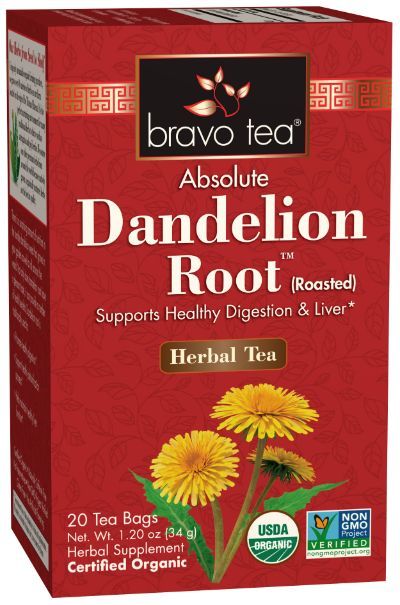 Bravo Tea - Organic Absolute Dandelion Root Herbal Tea - 20 Tea Bags