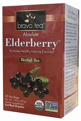 Bravo Tea - Organic Absolute Elderberry Herbal Tea - 20 Tea Bags