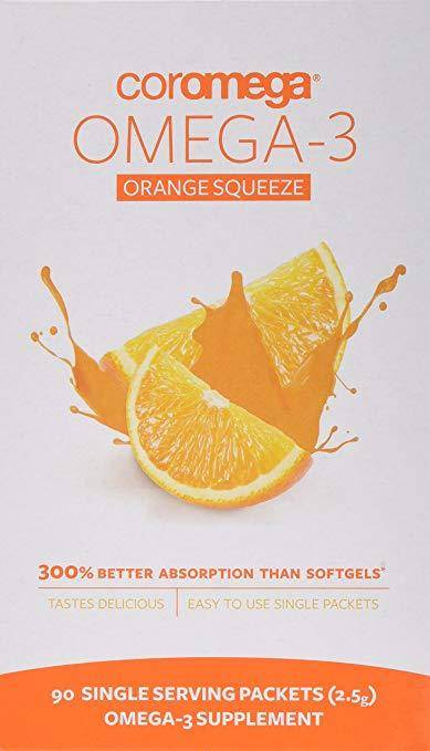Coromega - Omega-3 Squeeze Packets, Orange - 1 Box of 90 Single