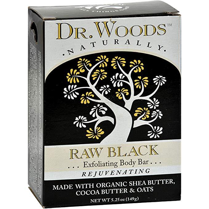 Dr. Woods - Bar Soap - Raw Black Exfoliating Body Bar - 5.25 oz (149