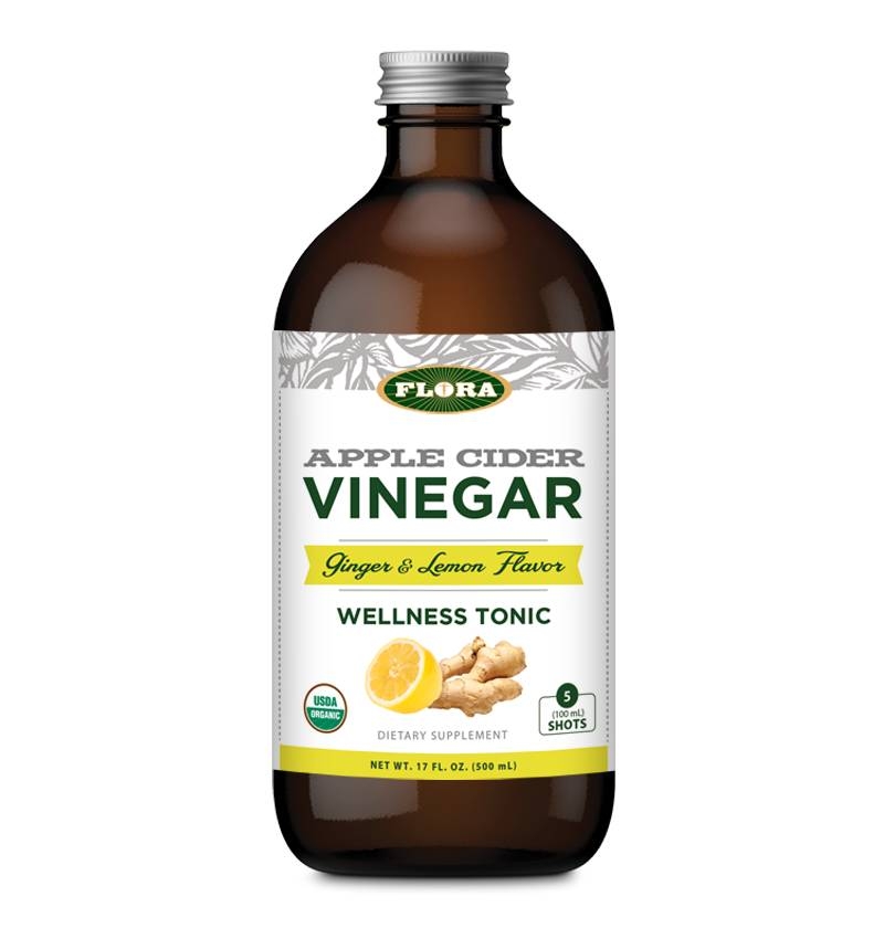 Flora - Apple Cider Vinegar - Ginger & Lemon Flavor - 17 fl. oz (500