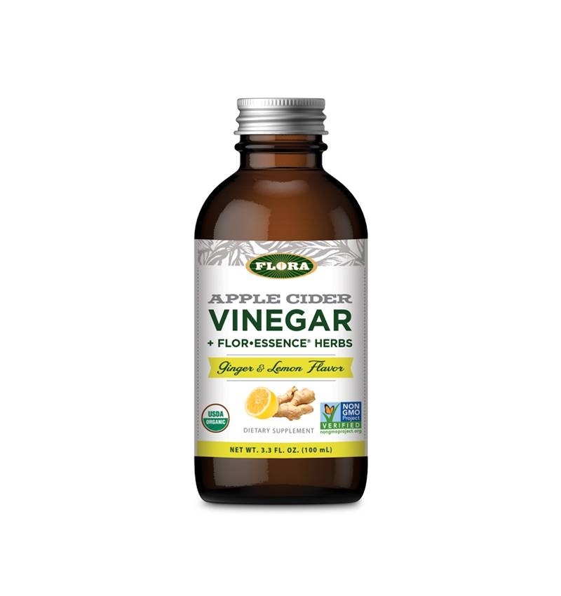 Flora - Apple Cider Vinegar - Ginger & Lemon Flavor - 3.3 fl. oz (100