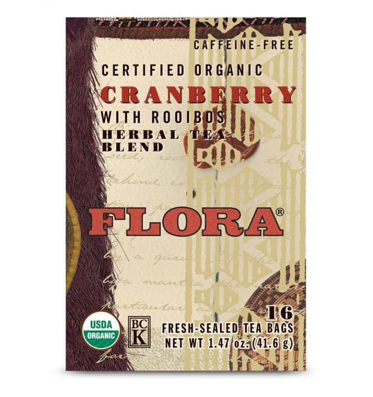 Flora - Organic Cranberry with Rooibos Herbal Tea Blend - 16 Tea Bags