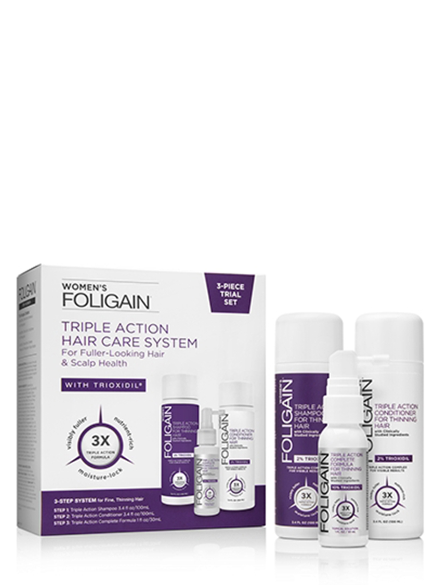 Foligain - Women's Triple Action Hair Care System for Fuller-Looking