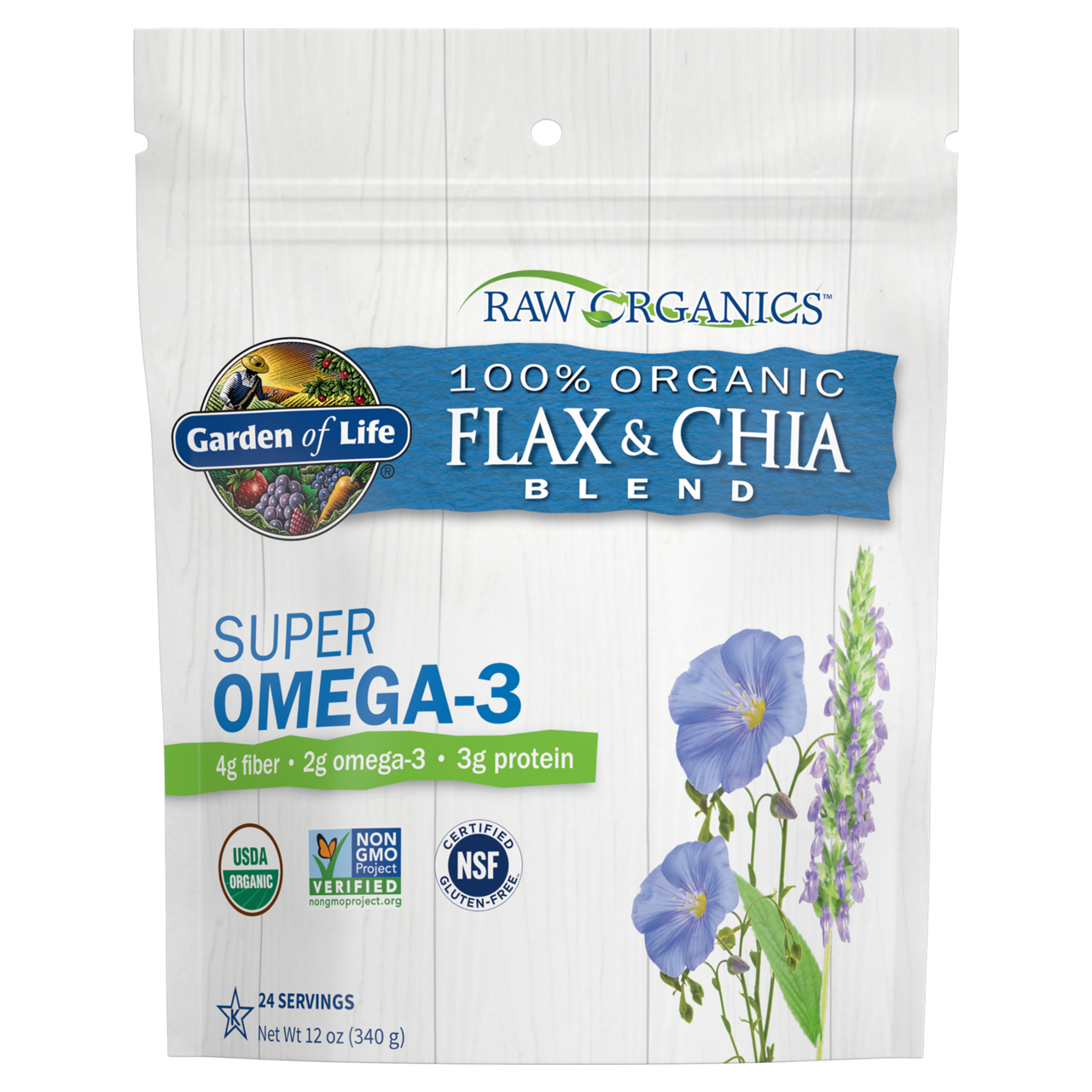 Garden of Life - Raw Organics Flax & Chia Seed Blend - 12 oz (340