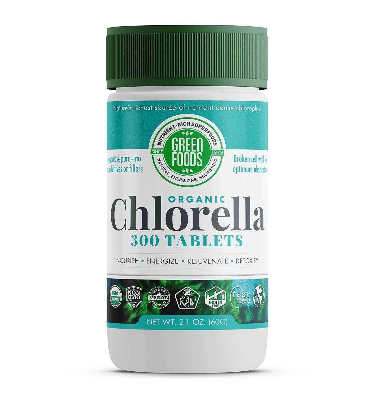 Green Foods - Organic Chlorella 200 mg - 300 Tablets (2.1 oz / 60