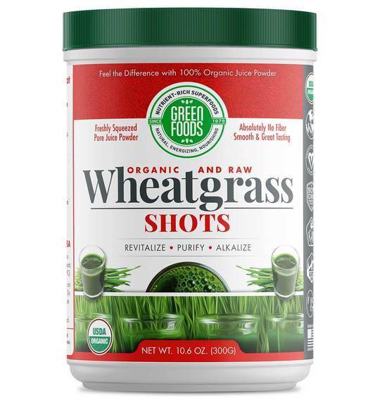 Green Foods - Organic and Raw Wheatgrass Shots - 10.6 oz (300 Grams)