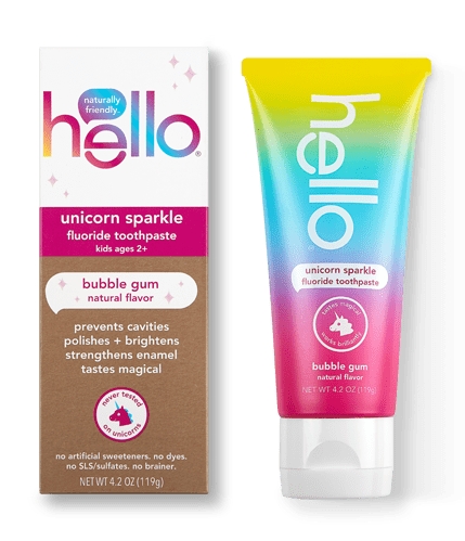Hello - Unicorn Sparkle Fluoride Kids Toothpaste - Bubble Gum Natural
