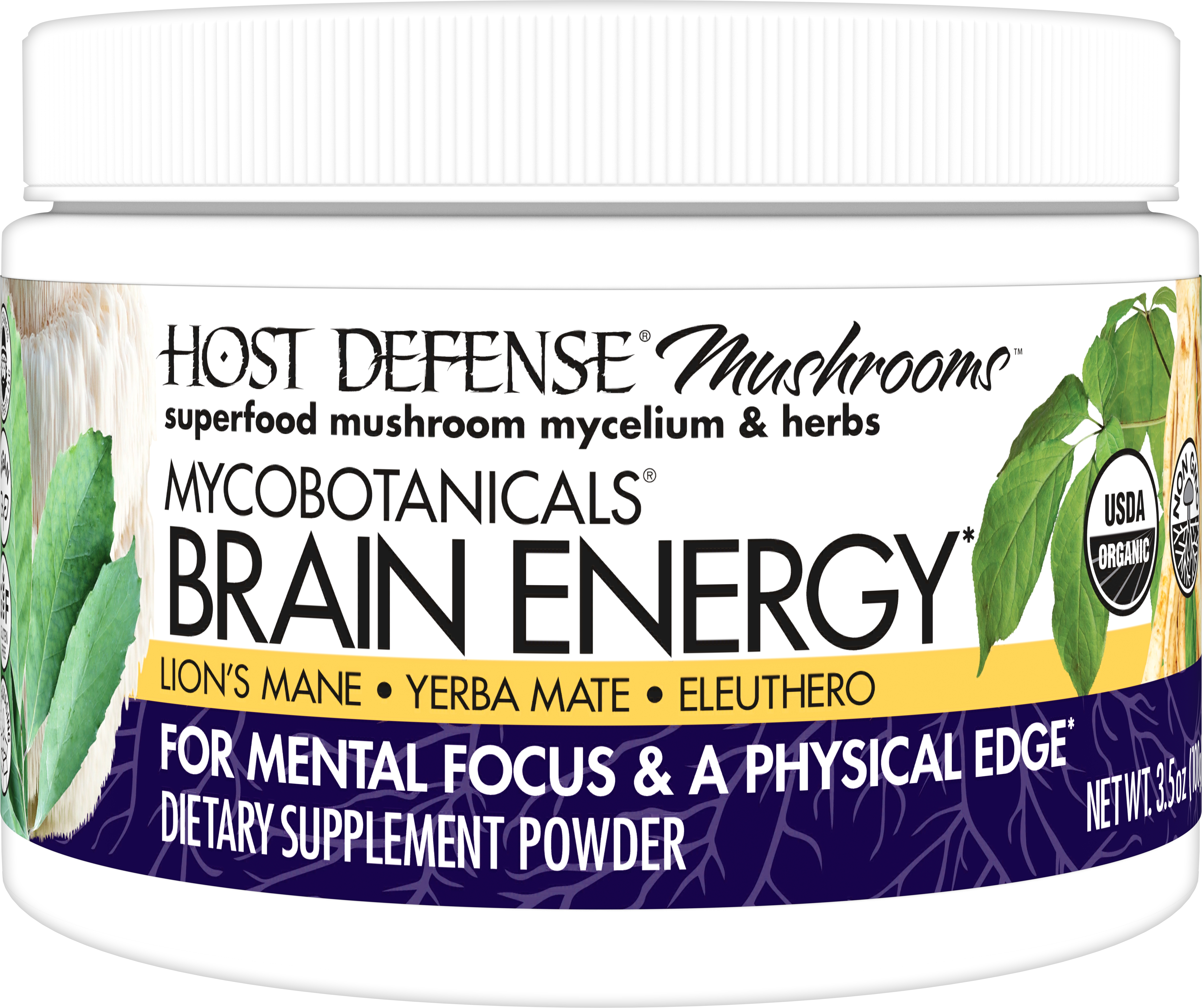 Host Defense - MycoBotanicals Brain Energy Powder - 3.5 oz (100