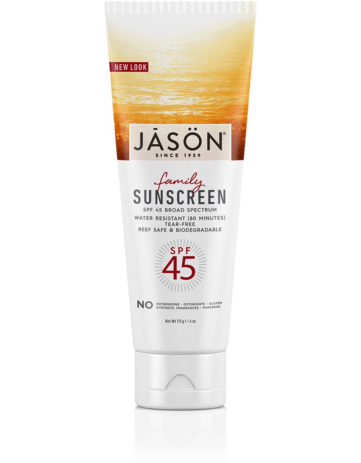 Jason Natural Products - Family Sunscreen SPF 45 Broad Spectrum - 4 oz