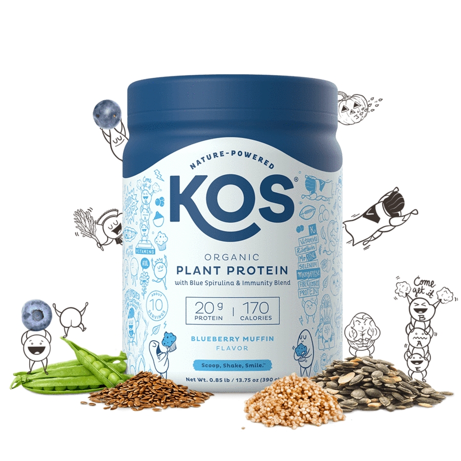 KOS - Organic Plant Protein Powder, Blueberry Muffin Flavor - 13.75 oz