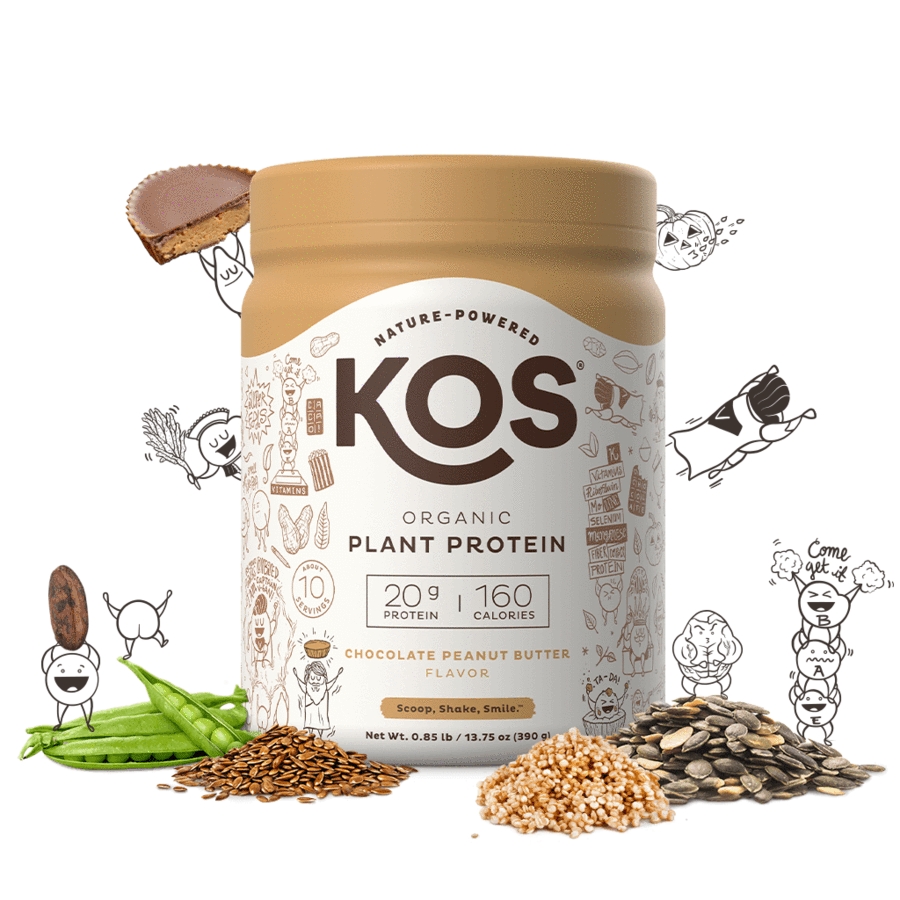KOS - Organic Plant Protein Powder, Chocolate Peanut Butter Flavor -
