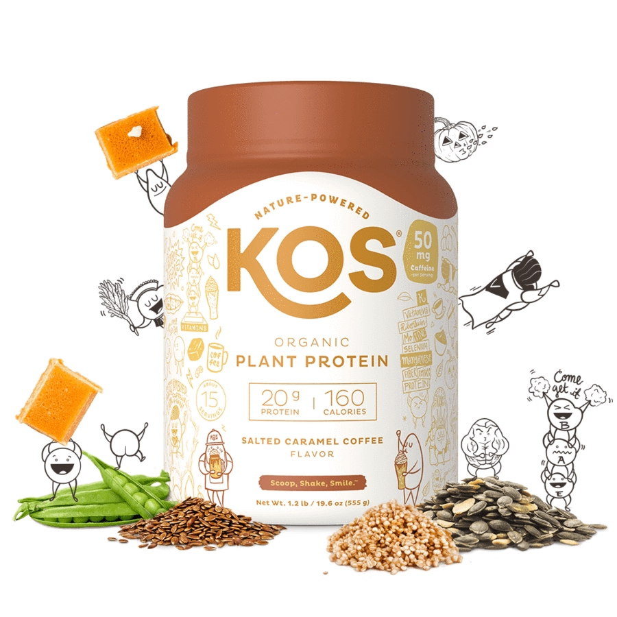 KOS - Organic Plant Protein Powder, Salted Caramel Coffee Flavor -