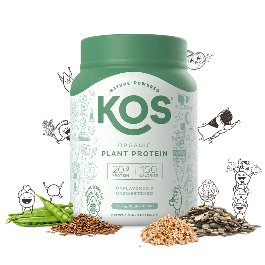 KOS - Organic Plant Protein Powder, Unflavored & Unsweetened - 24 oz
