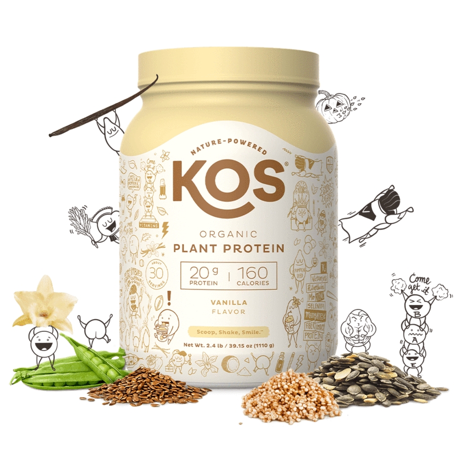 KOS - Organic Plant Protein Powder, Vanilla Flavor - 13.05 oz (370