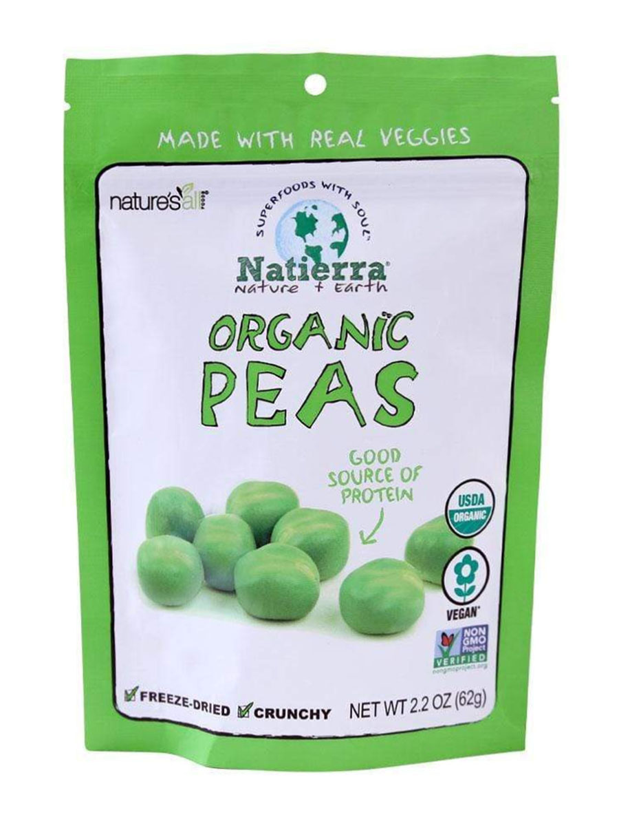 Natierra - Organic Freeze-Dried Peas - 2.2 oz (62 Grams)