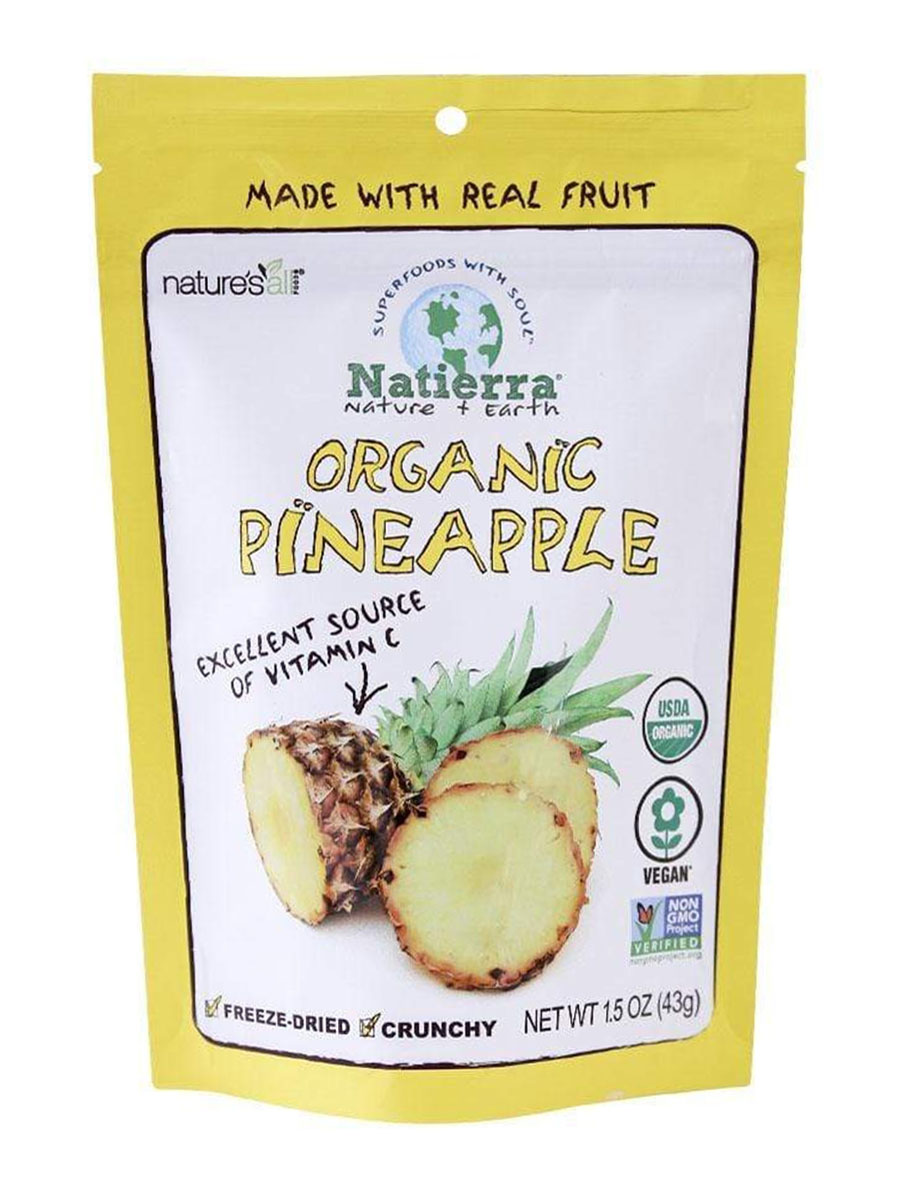Natierra - Organic Freeze-Dried Pineapples - 1.5 oz (43 Grams)