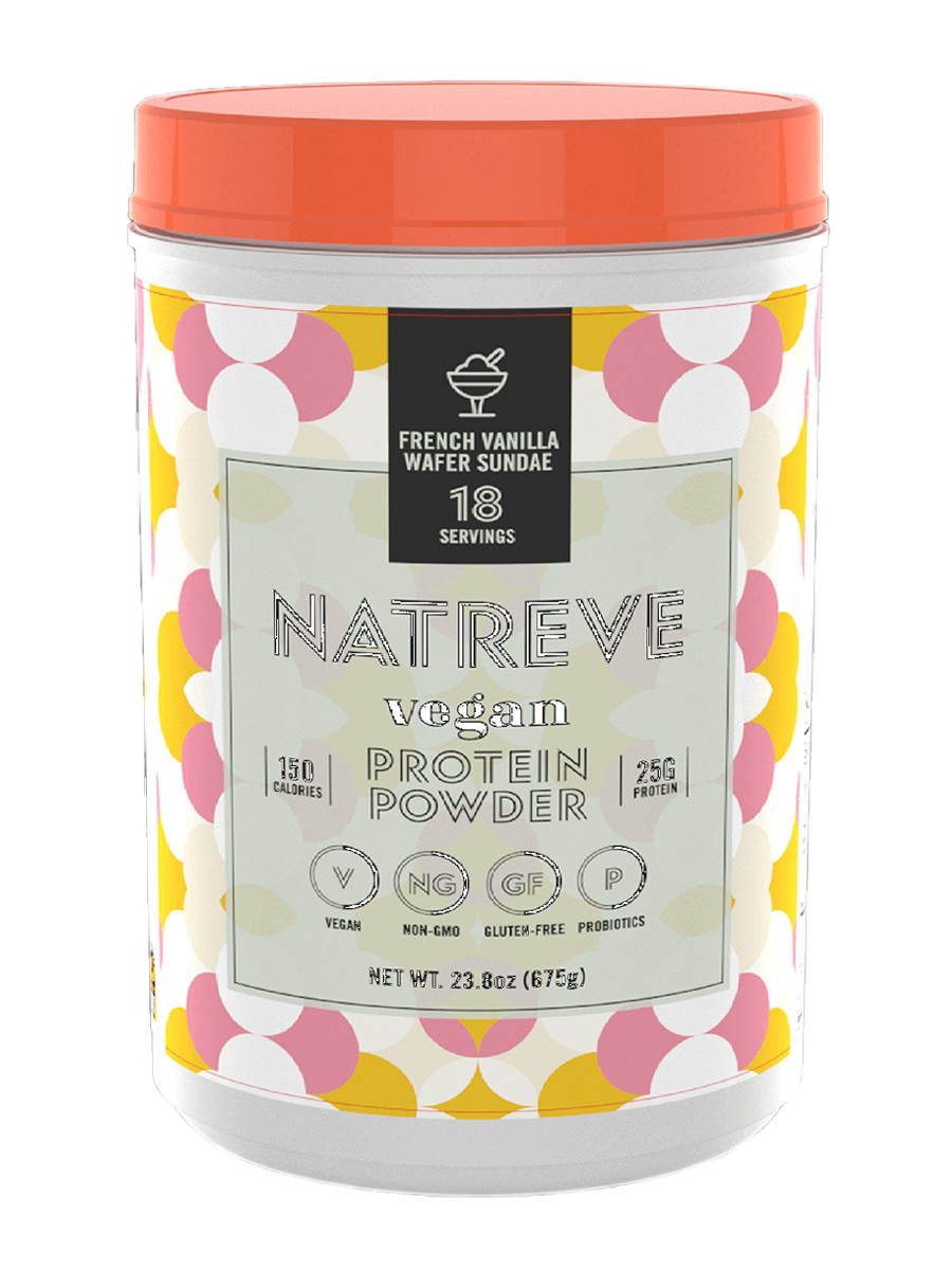 Natreve - Vegan Protein Powder, French Vanilla Wafer Sundae Flavor -