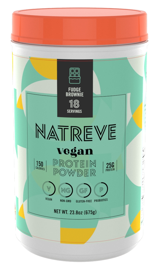 Natreve - Vegan Protein Powder, Fudge Brownie Flavor - 23.8 oz (675