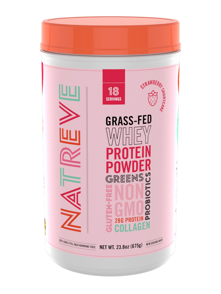 Natreve - Whey Protein Powder, Strawberry Shortcake Flavor - 23.8 oz